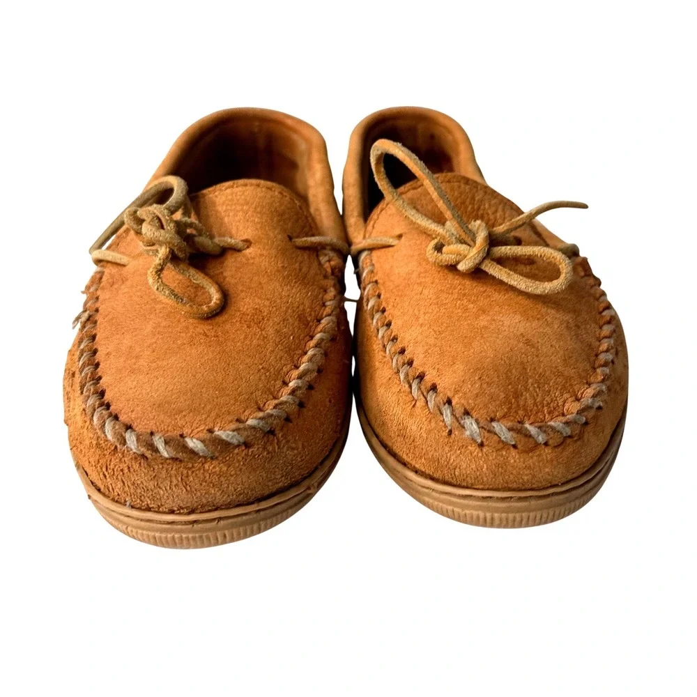 Vintage Minnetonka Moccasins  Men's Real Leather Size 9.5 Light Brown 1980's